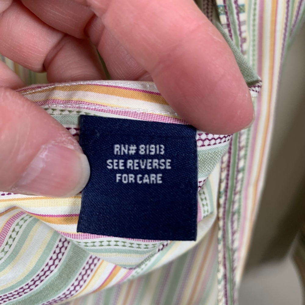 Robert Graham Green/Purple Stripe Long Sleeve Flip Cuff Button Down 2XL - Picture 16 of 16